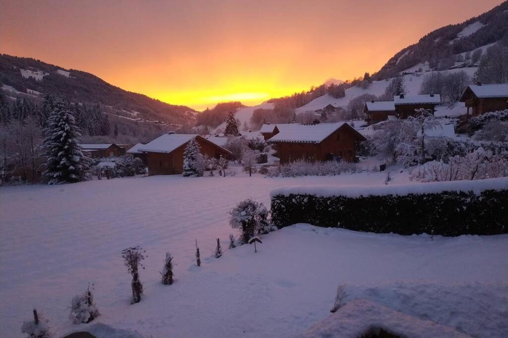 A4 Km De Megeve Tres Joli Studio Avec Jacuzzi ,Vue Sur Les Montagnes Au Calme Praz-sur-Arly Εξωτερικό φωτογραφία