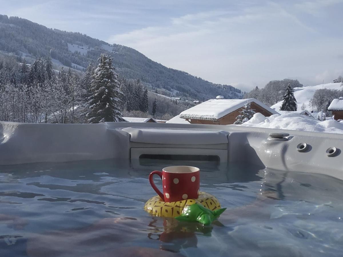 A4 Km De Megeve Tres Joli Studio Avec Jacuzzi ,Vue Sur Les Montagnes Au Calme Praz-sur-Arly Εξωτερικό φωτογραφία